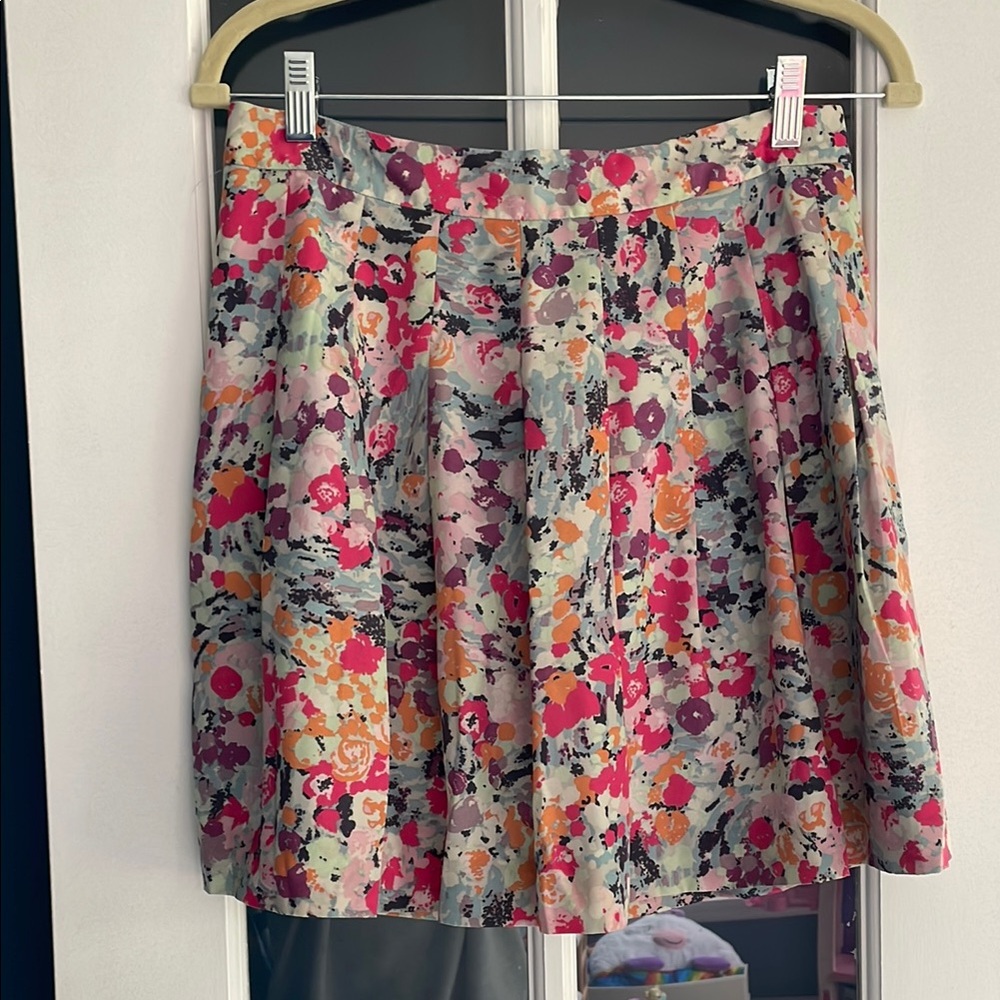 J. Crew Pink and Orange Skater Skirt Knee-Length Pleated